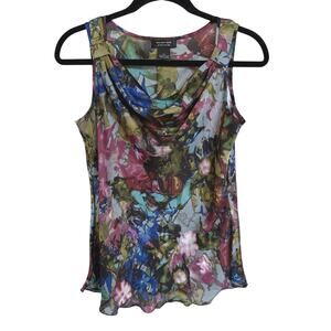 Y2K Romantic Fairy Cowl Neck Blouse Watercolor Floral Whimsygoth Petite Small